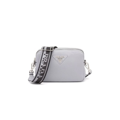 PRADA FLOU LOGO-PLAQUE SHOULDER BAG IN BLUE 1BH082 (22*14*8cm) 